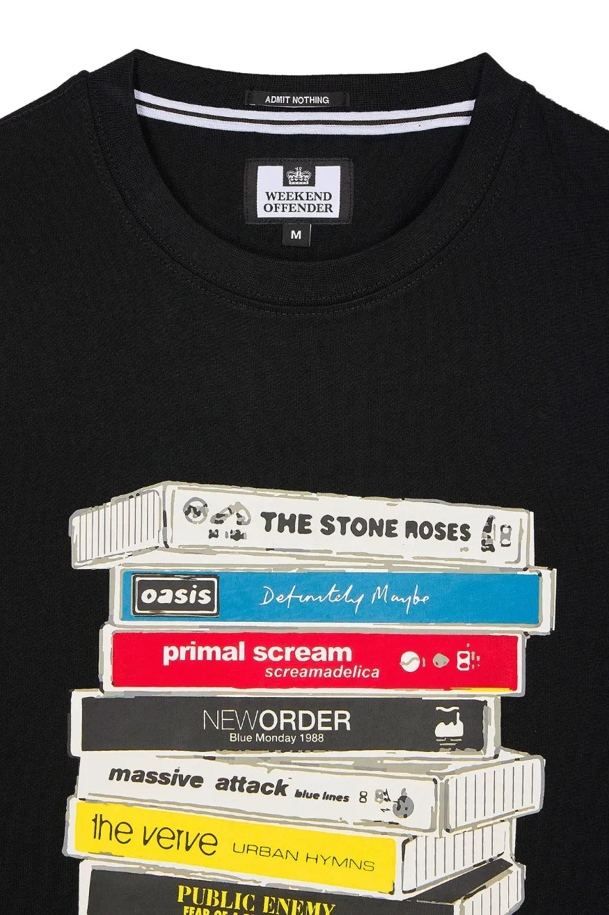 Weekend Offender Camiseta Hombre Cassettes Negra modacasuals.com